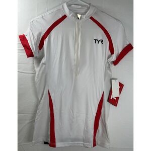 NWT Women's TYR Carbon Triathlon Series Cycling Jersey White Red Black Small
